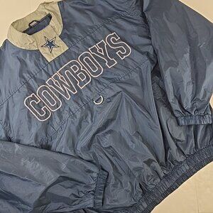 VINTAGE 90s GAME DAY NFL DALLAS COWBOYS BLUE WINDBREAKER MEN'S SIZE LARGE ZIPPER